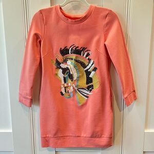 Horse Tunic Sweatshirt Sequins and Rhinestones Embellished Pink S